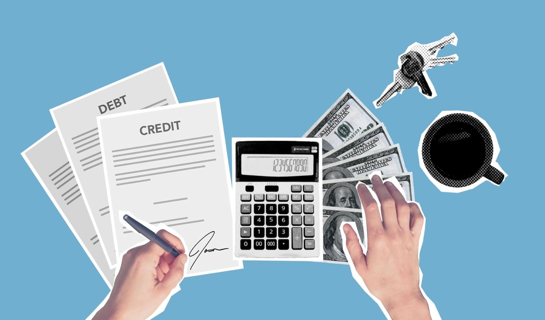 Người ký hồ sơ vay và đếm tiền trên bàn, minh họa vay tín chấp 50 triệu